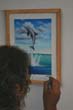 9f Claudio paint a Dolphin with Frame on our Livingroom wall.